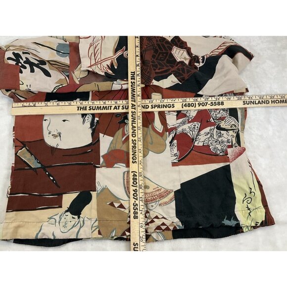 CITRON SANTA MONICA Asian Print Women's Top Snap Shirt Large Silk Linen 90’s Art - Picture 8 of 9